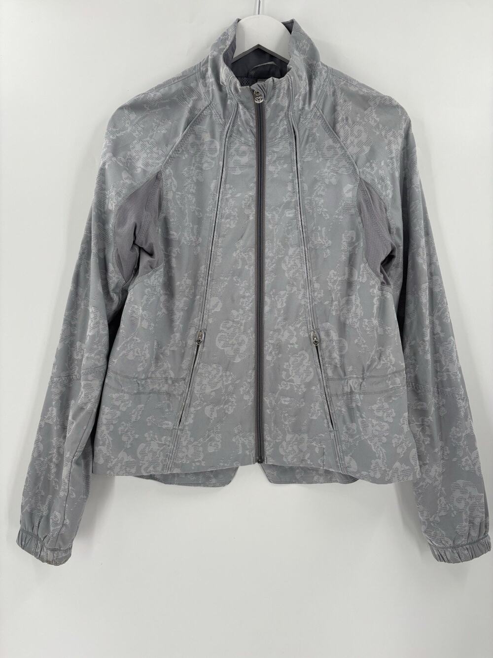 Lululemon Run Travel to Track Jacket 8 Beachy Floral White Fossil Gray Full Zip